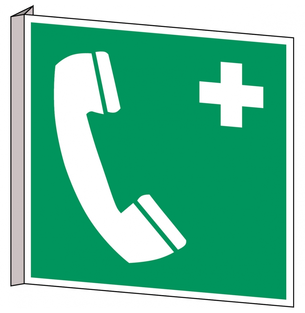 Znak bezpieczeństwa ISO – Telefon alarmowy, PIC E004-318X318-BIPVC/1