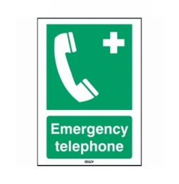 Znak bezpieczeństwa ISO – Telefon alarmowy, STEN E004-148X210-PE-CRD/1