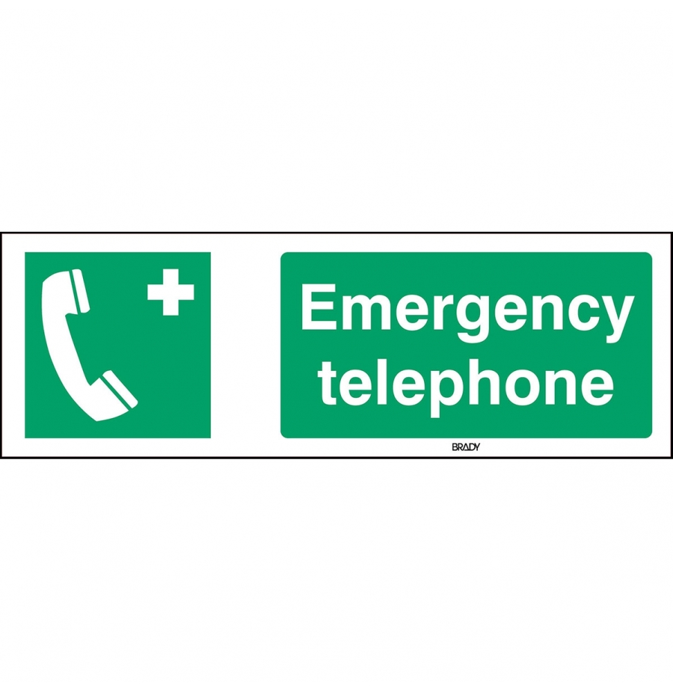Znak bezpieczeństwa ISO – Telefon alarmowy, STEN E004-297X105-PE-CRD/1