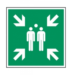 Znak bezpieczeństwa ISO – Miejsce zbiórki do ewakuacji, PIC E007-148X148-PP-CRD/1
