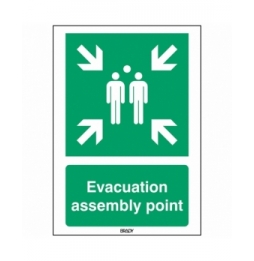 Znak ISO 7010 – Miejsce zbiórki do ewakuacji, STEN E007-148X210-PE-CRD/1