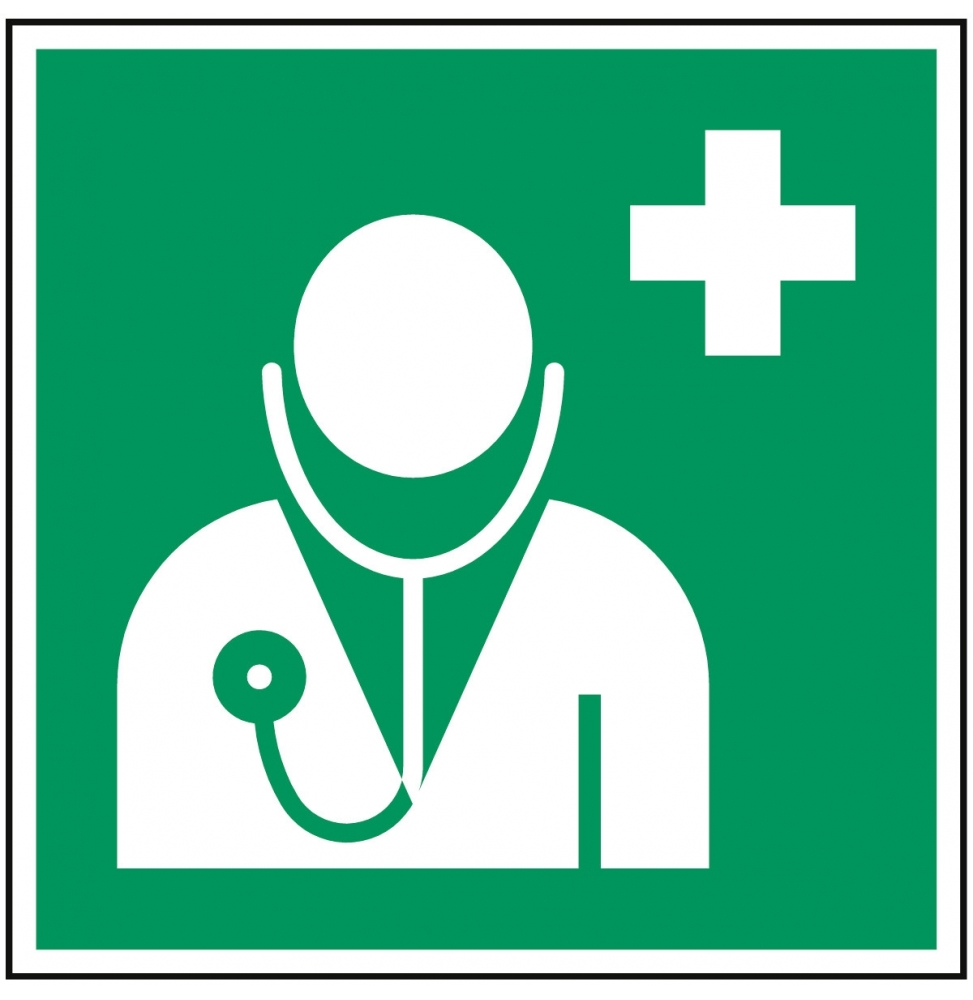 Znak bezpieczeństwa ISO – Lekarz, PIC E009-500X500-PE-CRD/1