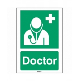 Znak ISO 7010 – Lekarz, STEN E009-148X210-PE-CRD/1