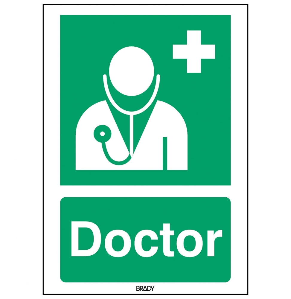 Znak ISO 7010 – Lekarz, STEN E009-210X297-PE-CRD/1