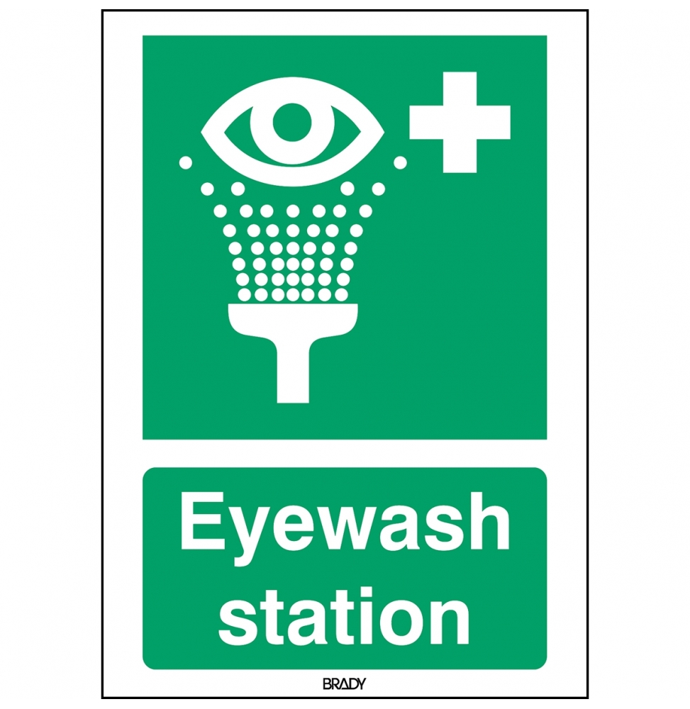 Znak ISO 7010 – Prysznic do przemywania oczu, STEN E011-297X420-PP-CRD/1