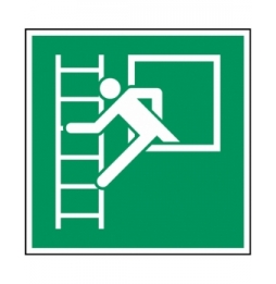 Znak bezpieczeństwa ISO – Okno ewakuacyjne z drabiną ewakuacyjną (96szt.), PIC E016-010X010-PE-SHEET/1