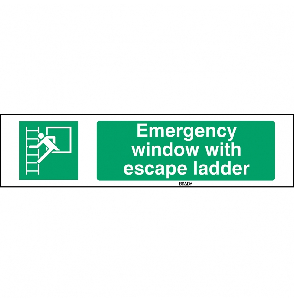 Znak bezpieczeństwa ISO – Okno ewakuacyjne z drabiną ewakuacyjną, STEN E016-297X74-PE-CRD/1