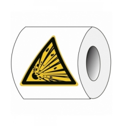 Znak bezpieczeństwa ISO – Ostrzeżenie przed niebezpieczeństwem wybuchu (250szt.), PIC W002-TRI 025-PE-ROLL/1