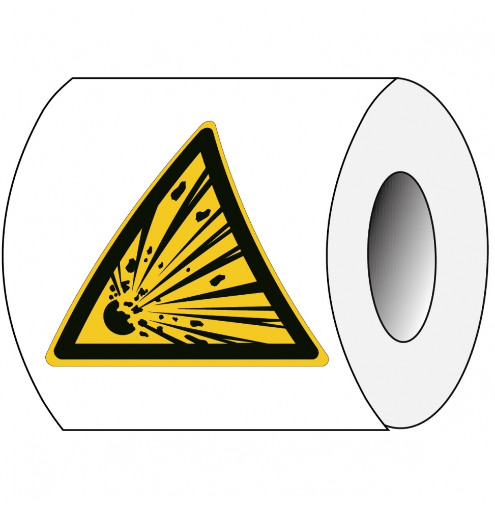 Znak bezpieczeństwa ISO – Ostrzeżenie przed niebezpieczeństwem wybuchu (250szt.), PIC W002-TRI 025-PE-ROLL/1