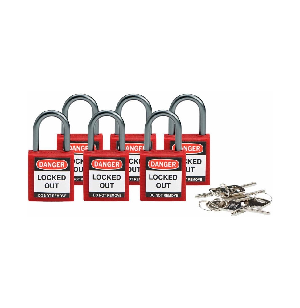 Kłódki bezpieczeństwa kompaktowe (6szt.), 25MM SHA KD czerwone