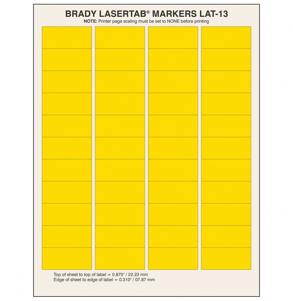 ELAT-13-747-YL, Etykiety LaserTab do drukarek laserowych, poliestrowe, żółte, 21 x 47 mm