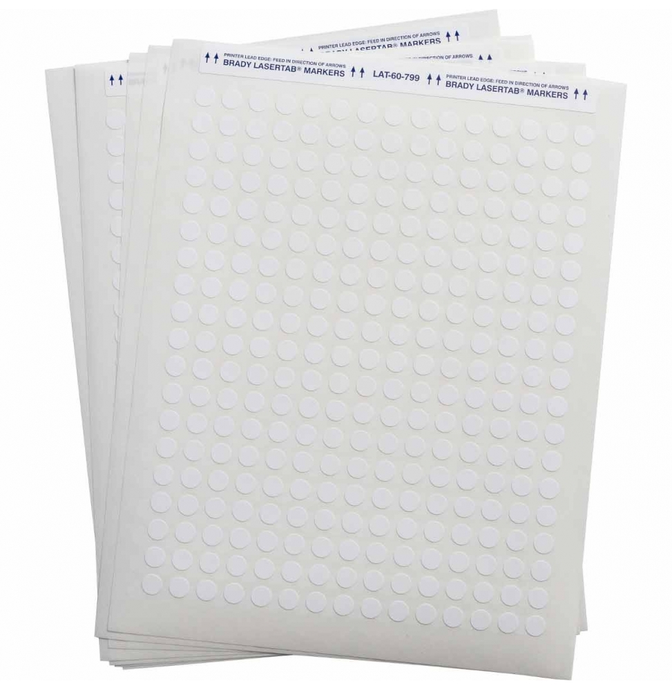 Etykiety laboratoryjne z tkaniny nylonowej białe LAT-60-799-2.5 kółko ϕ 9.53 mm, 2565 szt.