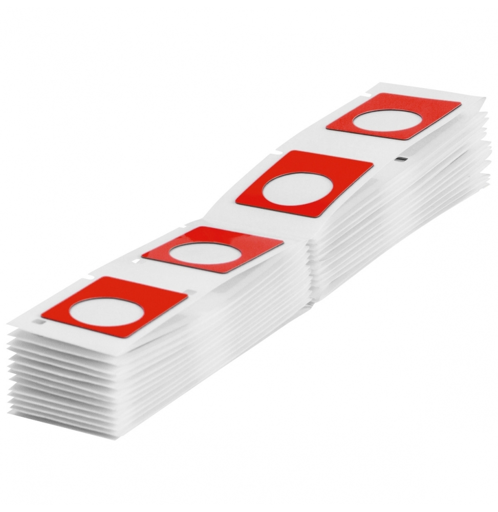 Etykiety poliestrowe z laminatem z pianki polietylenowej czerwone M7-5-7593-RD wym. 30.00 mm x 40.00 mm, 100 szt.