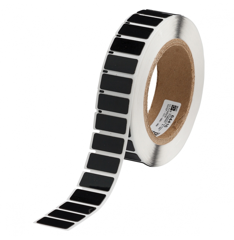 Etykiety poliestrowe z laminatem z pianki polietylenowej czarne THTEP-07-7593-BK wym. 35.00 mm x 18.00 mm, 1250 szt.