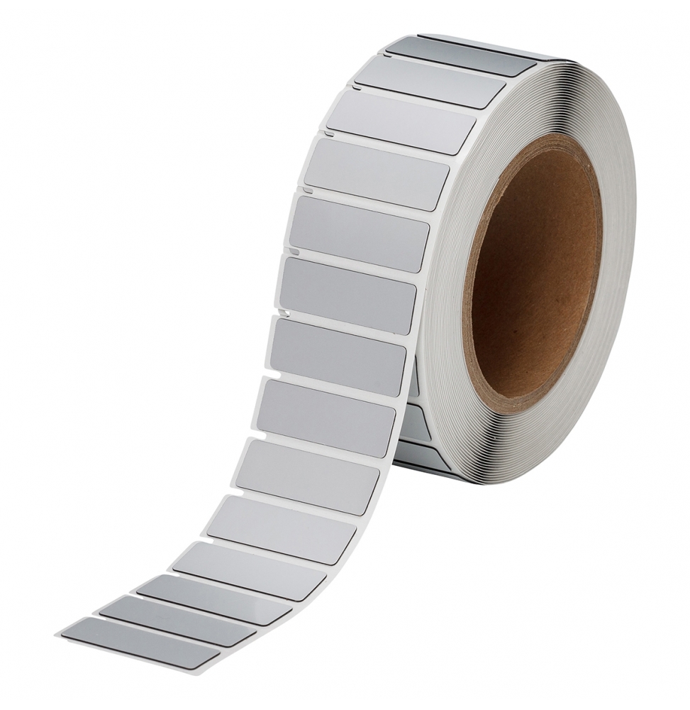 Etykiety poliestrowe z laminatem z pianki polietylenowej srebrne THTEP-08-7593-SV wym. 48.00 mm x 19.00 mm, 1250 szt.