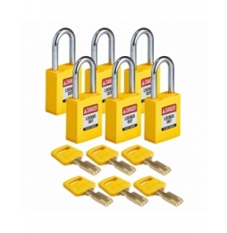 Kłódki SafeKey – nylonowa (6szt.), NYL-YLW-38ST-KD6PK, żółte