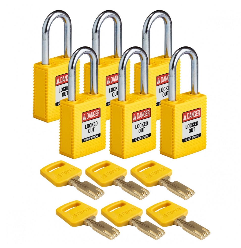 Kłódki SafeKey – nylonowa (6szt.), NYL-YLW-38ST-KD6PK, żółte