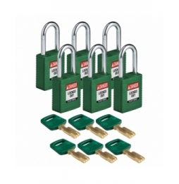 Kłódki SafeKey – nylonowa (6szt.), NYL-GRN-38ST-KD6PK, zielone