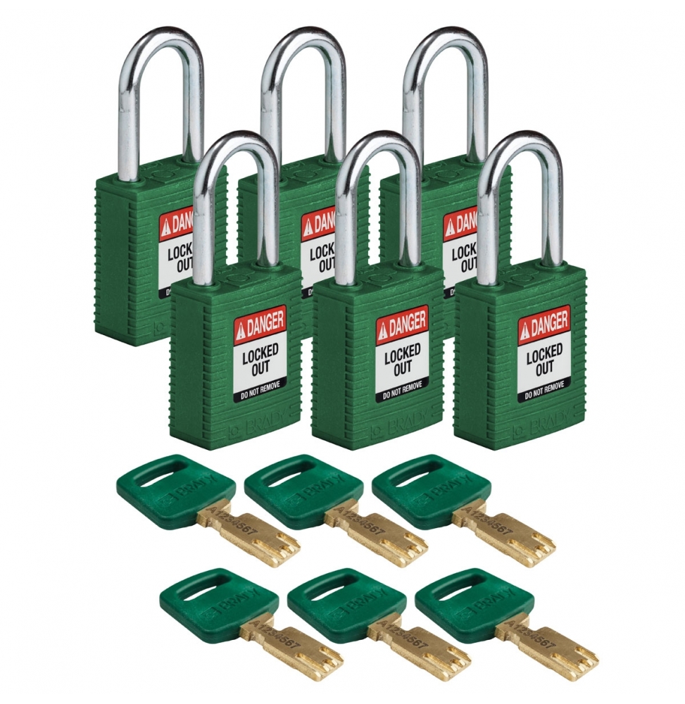 Kłódki SafeKey – nylonowa (6szt.), NYL-GRN-38ST-KD6PK, zielone