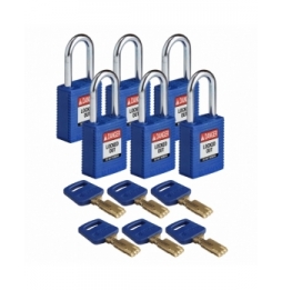 Kłódki SafeKey – nylonowa (6szt.), NYL-BLU-38ST-KD6PK, niebieskie