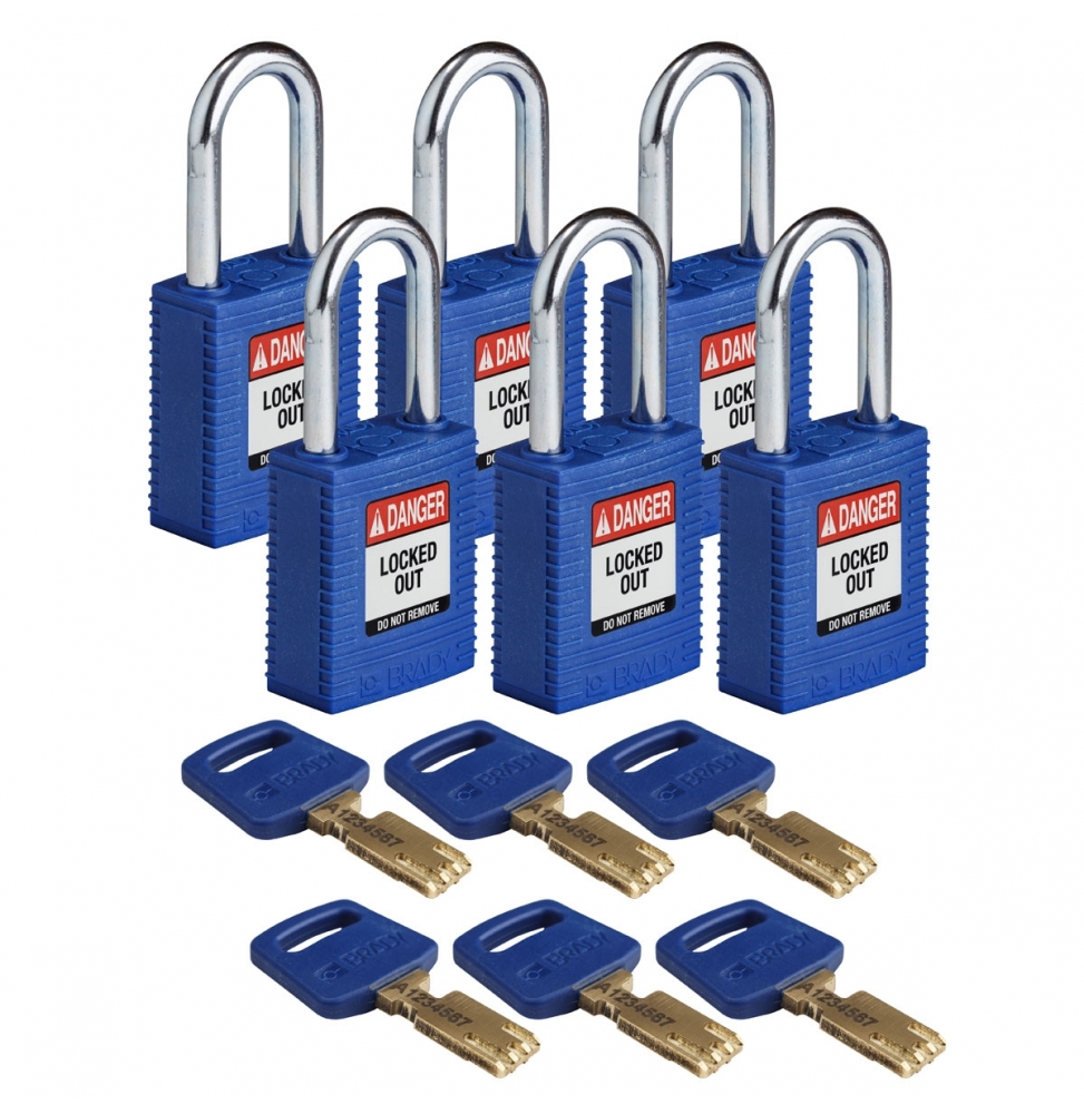 Kłódki SafeKey – nylonowa (6szt.), NYL-BLU-38ST-KD6PK, niebieskie