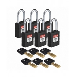 Kłódki SafeKey – nylonowa (6szt.), NYL-BLK-38ST-KD6PK, czarne