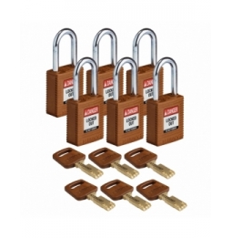 Kłódki SafeKey – nylonowa (6szt.), NYL-BRN-38ST-KD6PK, brązowe