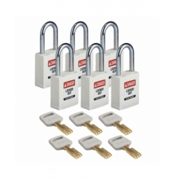 Kłódki SafeKey – nylonowa (6szt.), NYL-WHT-38ST-KD6PK, białe