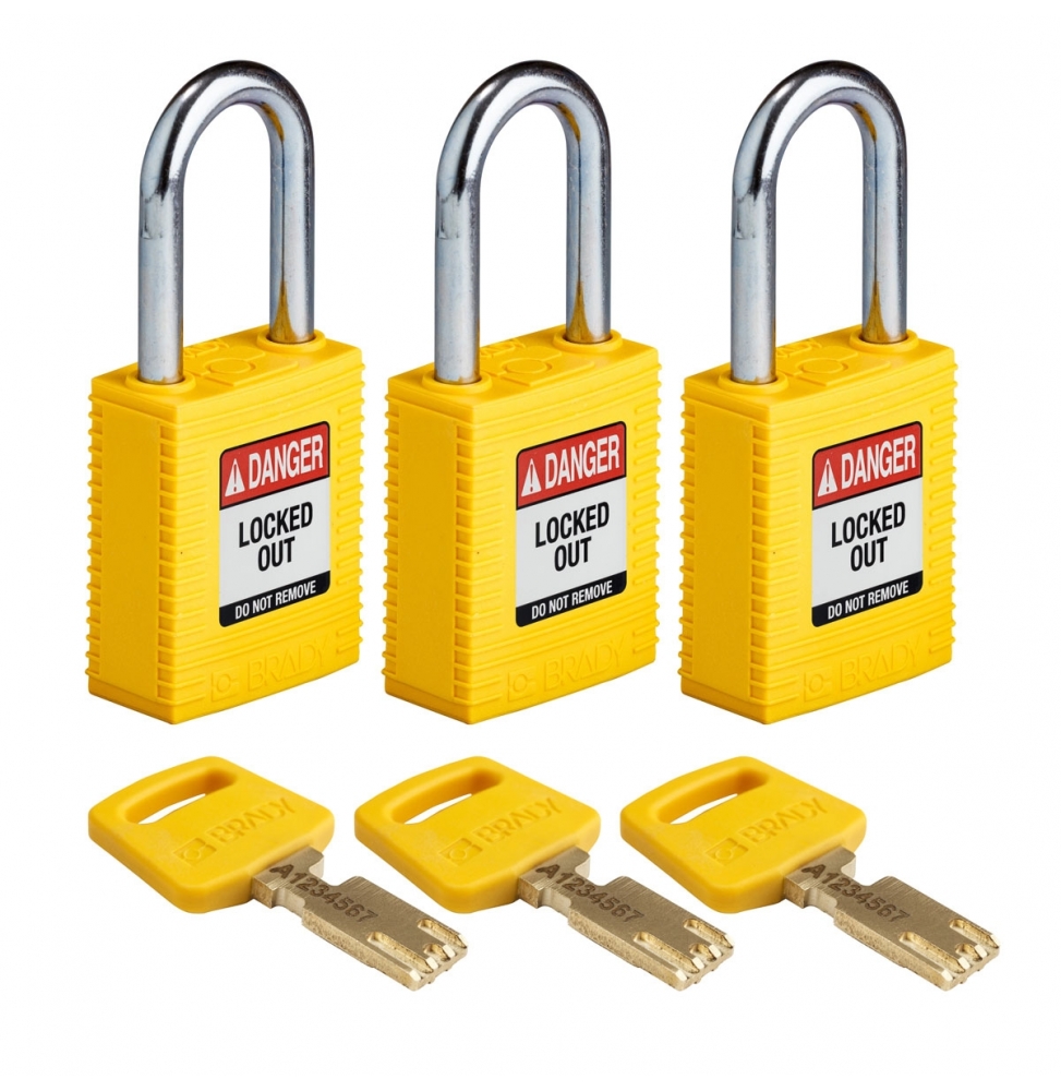 Kłódki SafeKey – nylonowa (3szt.), NYL-YLW-38ST-KA3PK, żółte