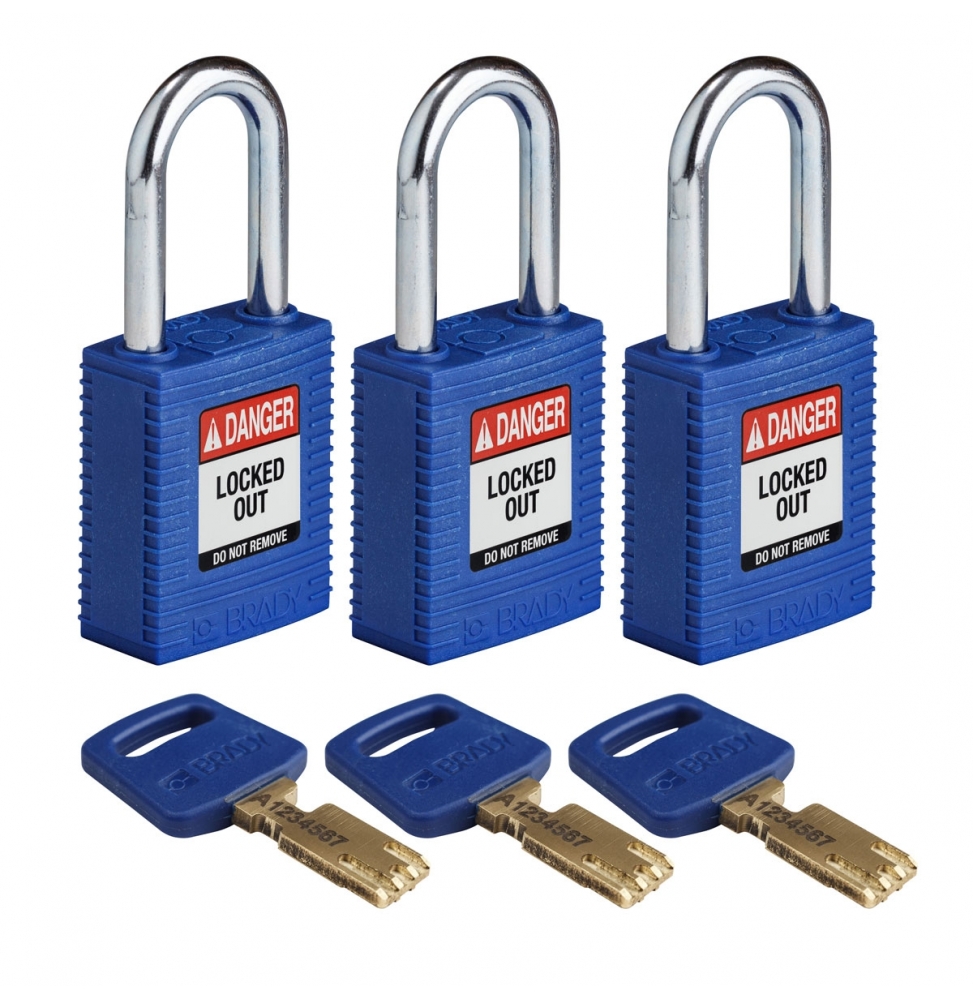 Kłódki SafeKey – nylonowa (3szt.), NYL-BLU-38ST-KA3PK, żółte