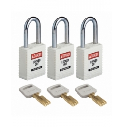 Kłódki SafeKey – nylonowa (3szt.), NYL-WHT-38ST-KA3PK, białe