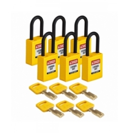 Kłódki SafeKey – nylonowa (6szt.), NYL-YLW-38PL-KD6PK, żółte