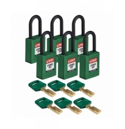 Kłódki SafeKey – nylonowa (6szt.), NYL-GRN-38PL-KD6PK, zielone