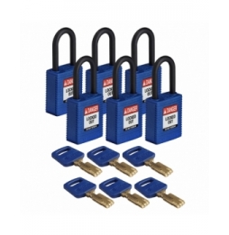 Kłódki SafeKey – nylonowa (6szt.), NYL-BLU-38PL-KD6PK, niebieskie