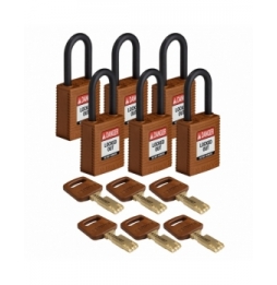 Kłódki SafeKey – nylonowa (6szt.), NYL-BRN-38PL-KD6PK, brązowe