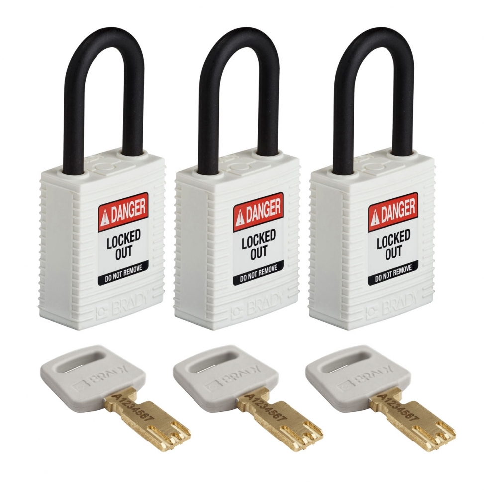 Kłódki SafeKey – nylonowa (3szt.), NYL-WHT-38PL-KA3PK, białe