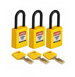 Kłódki SafeKey – nylonowa (3szt.), NYL-YLW-38PL-KA3PK, żółte