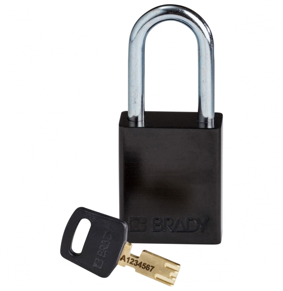 Kłódki SafeKey – aluminiowe, ALU-BLK-38ST-KD, czarne