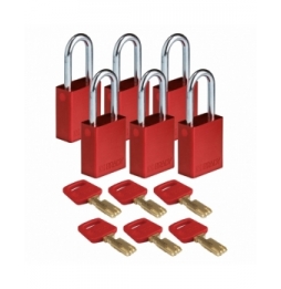 Kłódki SafeKey – aluminiowe (6szt.), ALU-czerwona-38ST-KD6PK, czerwone