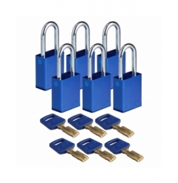 Kłódki SafeKey – aluminiowe (6szt.), ALU-BLU-38ST-KD6PK, niebieskie