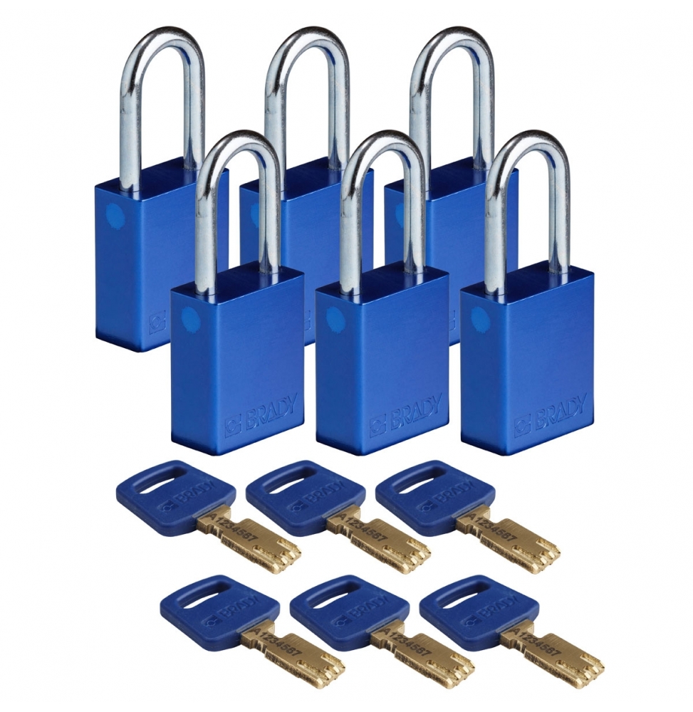 Kłódki SafeKey – aluminiowe (6szt.), ALU-BLU-38ST-KD6PK, niebieskie