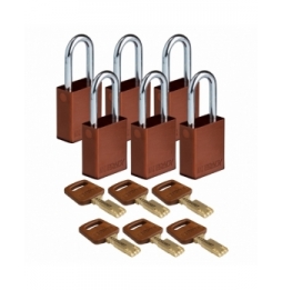 Kłódki SafeKey – aluminiowe (6szt.), ALU-BRN-38ST-KD6PK, brązowe