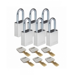 Kłódki SafeKey – aluminiowe (6szt.), ALU-SLV-38ST-KD6PK, srebrne