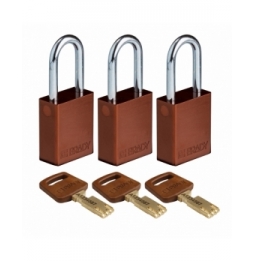 Kłódki SafeKey – aluminiowe (3szt.), ALU-BRN-38ST-KA3PK, brązowe