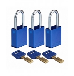 Kłódki SafeKey – aluminiowe (3szt.), ALU-BLU-38ST-KA3PK, niebieskie