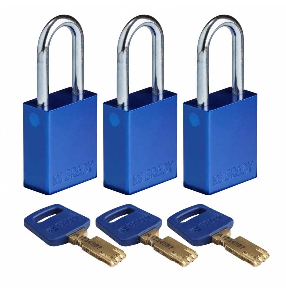 Kłódki SafeKey – aluminiowe (3szt.), ALU-BLU-38ST-KA3PK, niebieskie