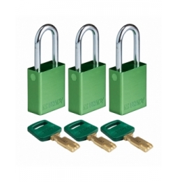 Kłódki SafeKey – aluminiowe (3szt.), ALU-GRN-38ST-KA3PK, zielone