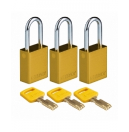 Kłódki SafeKey – aluminiowe (3szt.), ALU-YLW-38ST-KA3PK, żółte