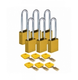 Kłódki SafeKey – aluminiowe (6szt.), ALU-YLW-76ST-KD6PK, żółte