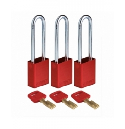 Kłódki SafeKey – aluminiowe (3szt.), ALU-czerwona-76ST-KA3PK, czerwone